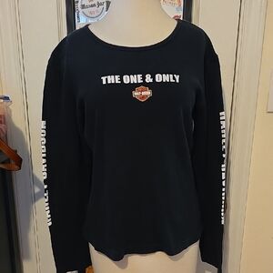Harley-Davidson Black Long Sleeve Shirt with White Text